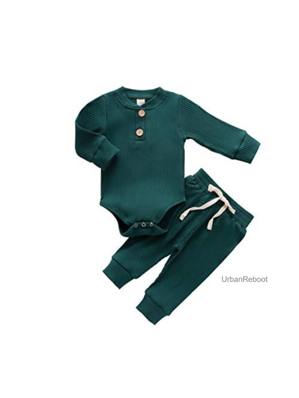 Newborn Baby Boy Girl Ribbed Knitted Cotton Romper Pants Set